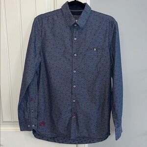 John Lennon Men's Blue Patterned Shirt S/P